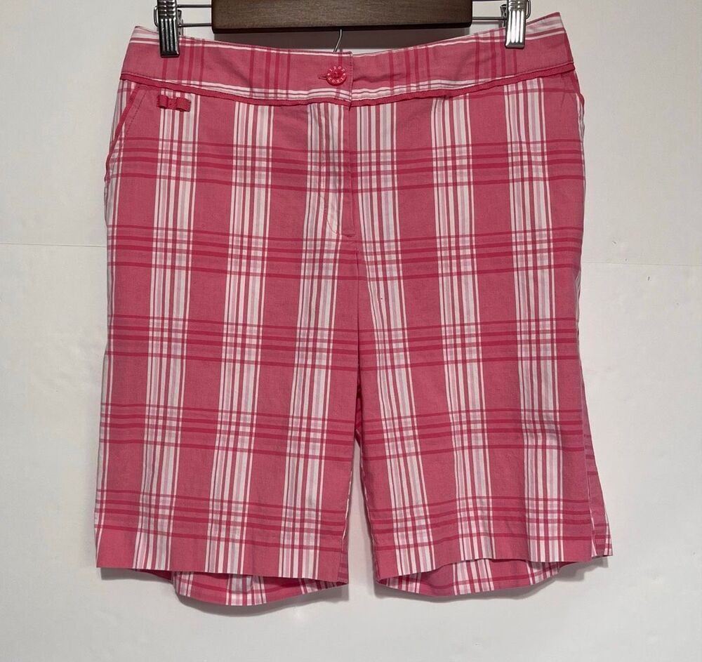 Izod XFG Golf Shorts   Pink And White Plaid Size 6